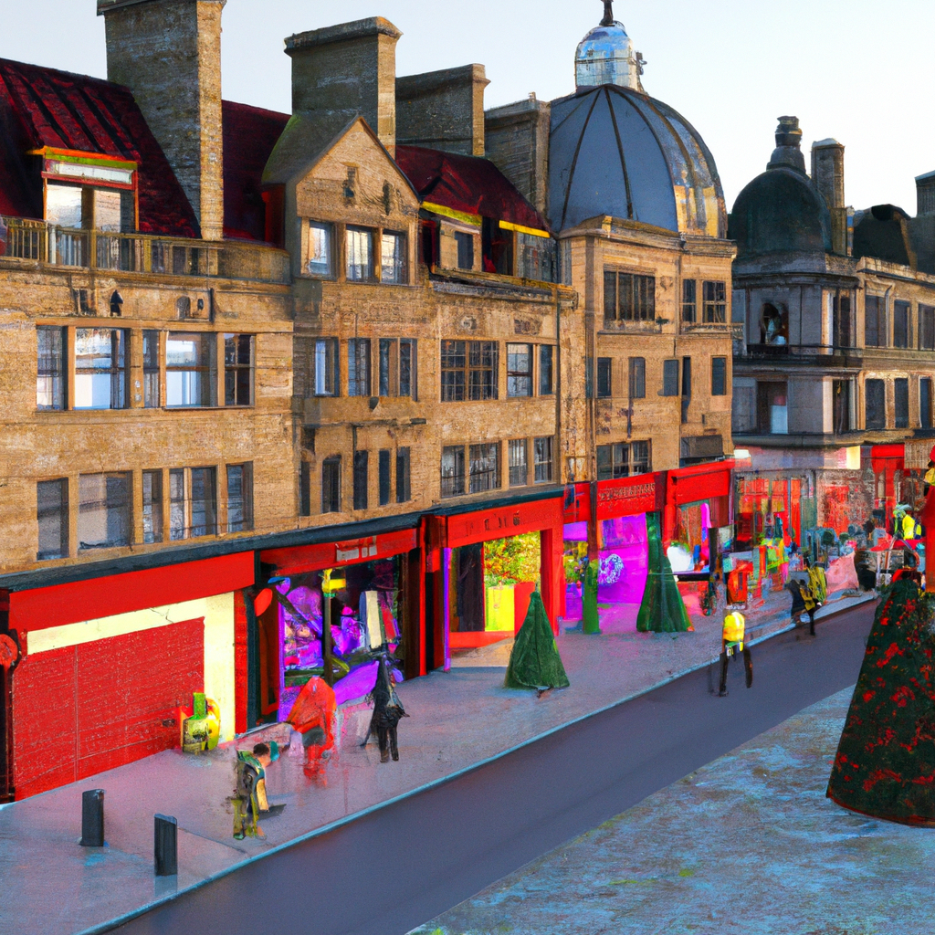 Christmas shopping in perth high street Scotland, busy street